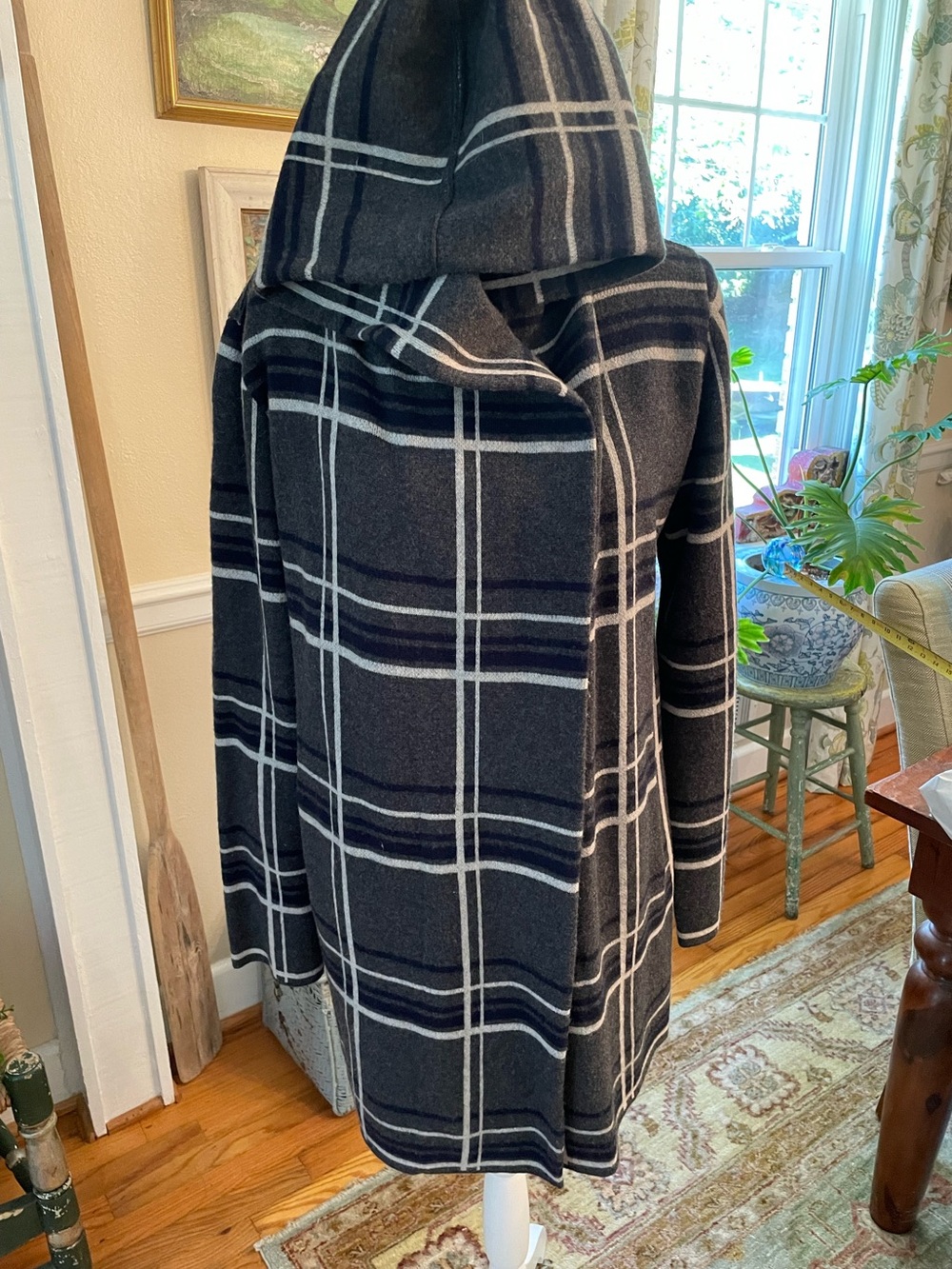 Anthropologie Field Flower Plaid Hooded Women's Skirt - Black and White